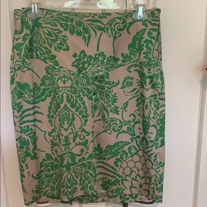 Diane von Furstenberg Green Print Silk Blend Skirt